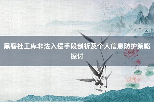 黑客社工库非法入侵手段剖析及个人信息防护策略探讨